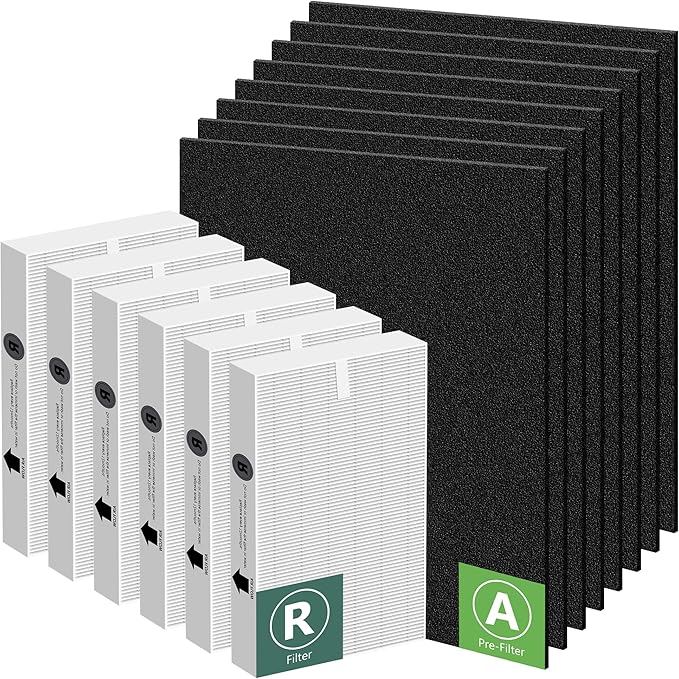 HPA300 HEPA Filter Replacement for Honeywell Air Purifiers HPA300 Series, HPA300, HPA304, HPA8350, HPA300VP, HPA3300b, HPA5300, Replace HRF-R3, 6 HEPA R and 8 Pre Filters A HRF-AP1