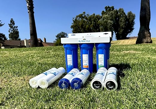 MyWaterClub Whole House Water Filter System, 3-Stage, with 2 Extra Filter Sets, 3/4" Port