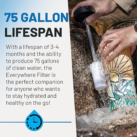 Epic Water Filters Nalgene OG Water Bottle with Filter, USA Made, BPA Free, Removes 99.99% Tap Water Contaminants, Forever Chemicals, Honnold Foundation Art, 48 oz