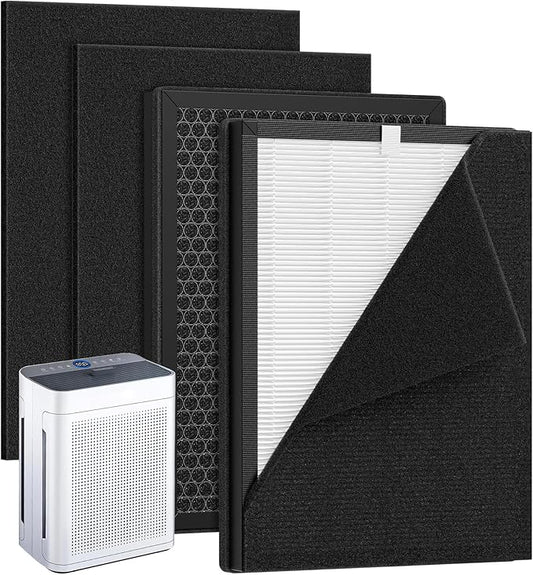 2 Pack K2 Replacement Filter Compatible with LUNINO K2 &TER Air MK-AP01 Air Purifier, 3-Stage Double-sided HEPA Filters & 2 Washable Carbon Pre-filters
