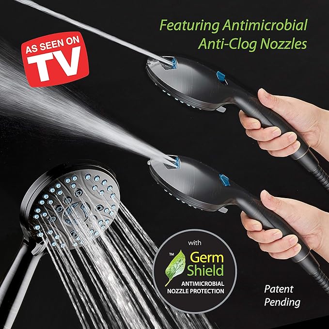 Hotel Spa AquaCare As-Seen-On-TV High Pressure 50-mode Rain & Handheld 3-way Shower Head Combo - Anti-clog Nozzles/Tub, Tile & Pet Power Wash/Extra Long 6 ft. Stainless Steel Hose/ORB Bronze Finish