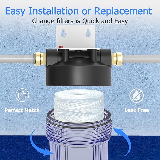 10 Micron Whole House Water Filter Cartridge, String Wound Sediment Filters for Well Water, Universal Replacement for Any 10 inch RO Unit - 10" x 2.5" Cartridges - Pack of 6