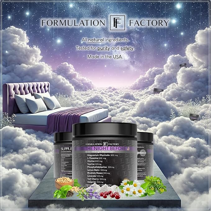 The Night Before 10-in-1 Midnight Maximizer Sleep Supplement, Magnesium Glycinate, L-Theanine & More, Stress Relief, Relaxation, Focus (6 Month Supply, 360 Capsules)