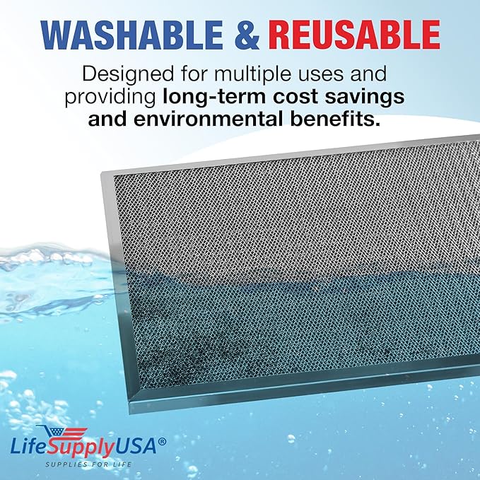 20x20x1 Electrostatic Air Filter, MERV 8, Washable, Reusable Furnace AC/HVAC Filter, Energy Saving, Easy to Clean, Long-Lasting by LifeSupplyUSA