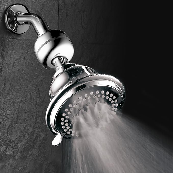Advanced High Intensity Super Compact Universal Shower Filter with Replaceable Enriched KDF Shower Filter Cartridge by Hotel Spa AquaCare. Use with Any Shower Head, Handshower Or 3-Way Shower Combo
