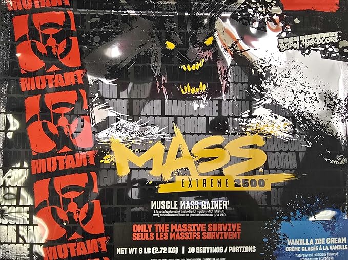 Mutant Mass Extreme Gainer – Whey Protein Powder – Build Muscle Size and Strength – High Density Clean Calories (Vanilla Ice Cream, 6 lbs)