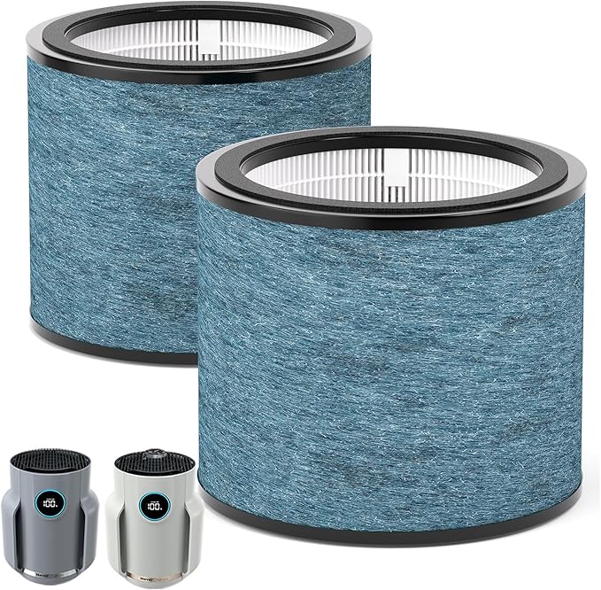 Leemone 2 Pack HP070 Replacement Filter Compatible with Shark HP072/ HP071BRN Air Purifier, H13 True HEPA & Activated Carbon Blue