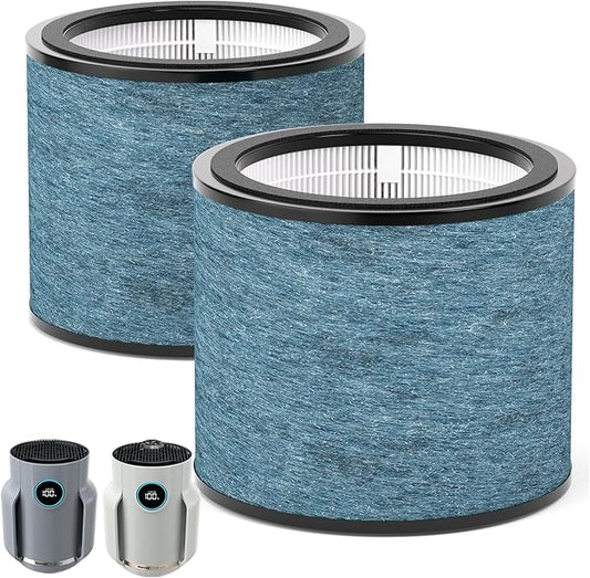 Leemone 2 Pack HP070 Replacement Filter Compatible with Shark HP072/ HP071BRN Air Purifier, H13 True HEPA & Activated Carbon Blue