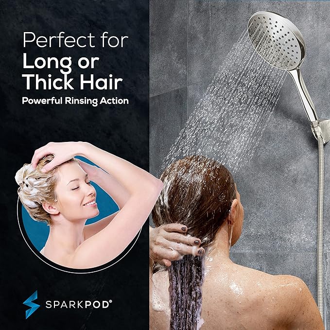 SparkPod Oil Rubbed Bronze 6-Inch High Pressure Handheld Shower Head with 6ft Hose and Adjustable Bracket - Luxury Showerheads - 1-Min Installation