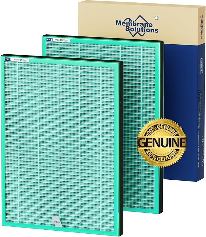 Membrane Solutions MSA3/MSA3S Genuine Pet Odor Removal Air Purifier Filter Replacement 2 Pack, Upgraded 4-in-1 H13 True HEPA Filter with OdallerPure Technology