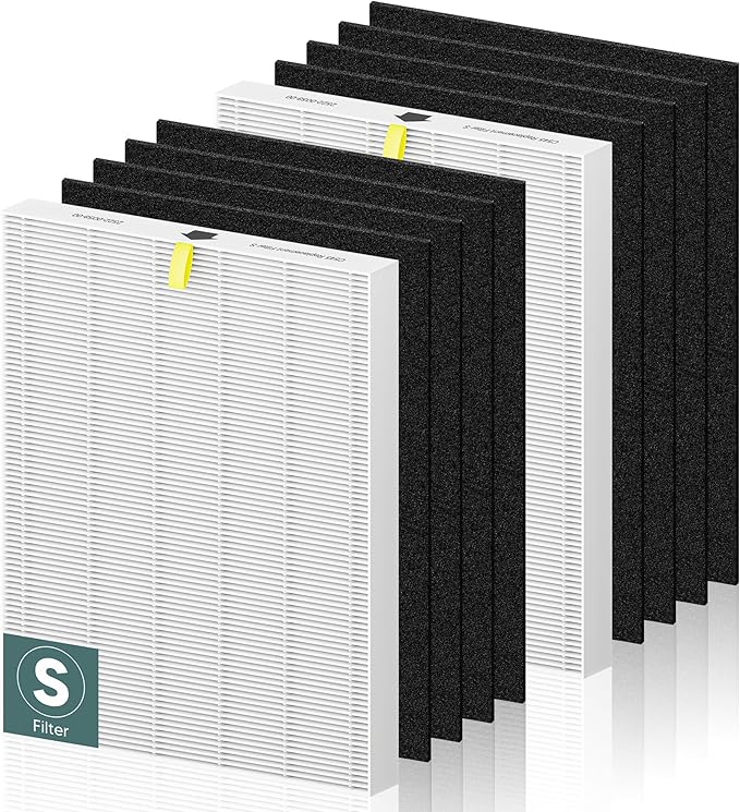 C545 True HEPA Replacement Filter S Compatible with Winix C545 Air Purifier 1712-0096-00 and 2522-0058-00, 2 x H13 True HEPA Filter + 8 x Activated Carbon Filters