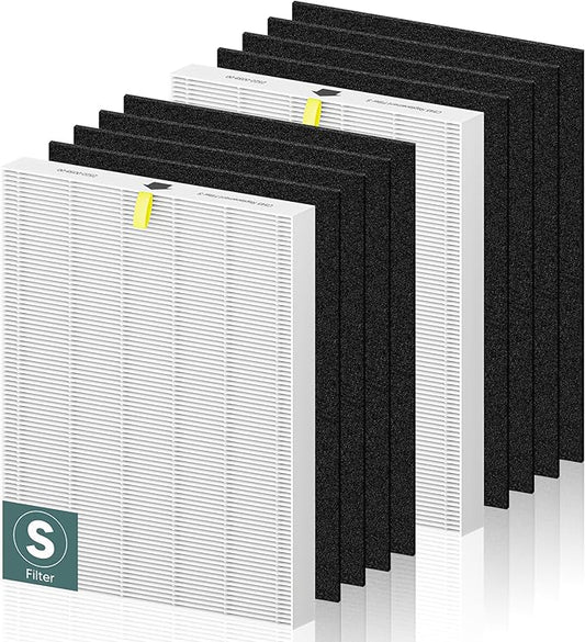 C545 True HEPA Replacement Filter S Compatible with Winix C545 Air Purifier 1712-0096-00 and 2522-0058-00, 2 x H13 True HEPA Filter + 8 x Activated Carbon Filters