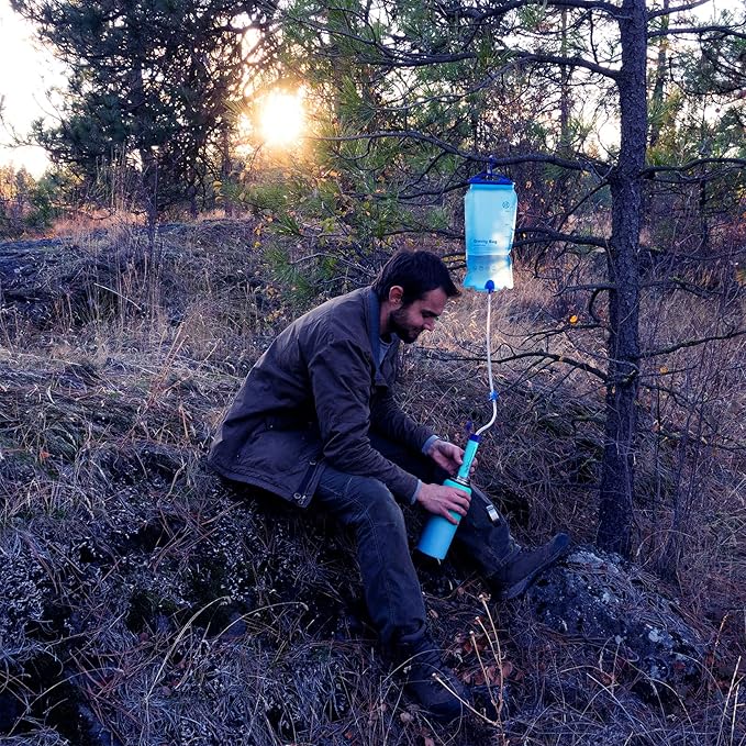 SimPure Gravity Water Filter, Portable Gravity-Fed Water Purifier with 3L Bag, Tree Strap, BPA Free Survival Gear and Equipment for Camping Hiking Emergency Preparedness