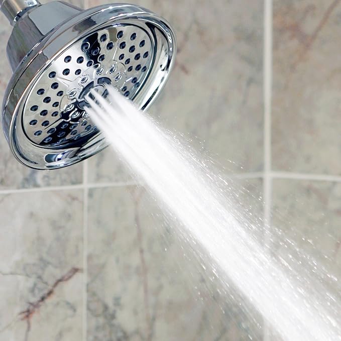 Massaging Shower Head High Pressure - Massage Rain Showerhead With Boosting Mist For Low Flow Showers And Adjustable Water Saving Nozzle, 1.8 GPM - Chrome & California Certified