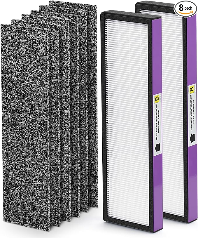FLT4850PT HEPA Filter B Replacement Compatible with Guardian Technologies Filter B for Models AC4850PT, AC4825, AC4300BPTCA, CDAP4500BCA, AC4820, AC4900 and More, 2x H13 HEPA + 6x Pre-Filters