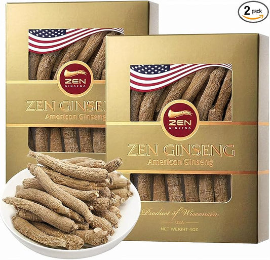2 Boxes of American Wisconsin Ginseng - Small Long Root - Premium Quality Panax Ginseng. Boosts Body Immunity, Energy for Men & Women (8 Oz per Box)