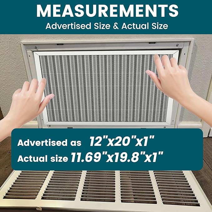 12x20x1 Air Filter-MERV 8, Washable & Reusable Electrostatic Air Filter, AC/HVAC Furnace Filter, Lasts a Lifetime, Permanent Filter, Breathe FresherHome And Office Actual Size:11.69x19.8x1 Inch