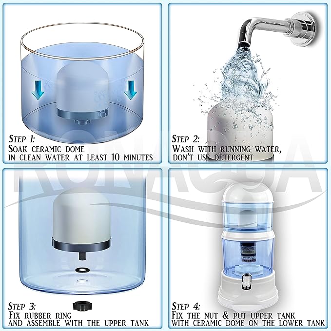 Replacement Ceramic Dome Water Filter 0.2 to 0.5 micron for Countertop & Water Coolers. First Stage of Filtration, Traps all Impurities (Set of 3)