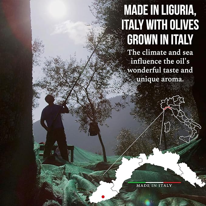 Roi Extra Virgin Olive Oil from Italy - Cucina Ligurian Olive Oil from Italy, First Cold Pressed, Pure, Polyphenol Rich EVOO, 34 fl oz (1 liter)