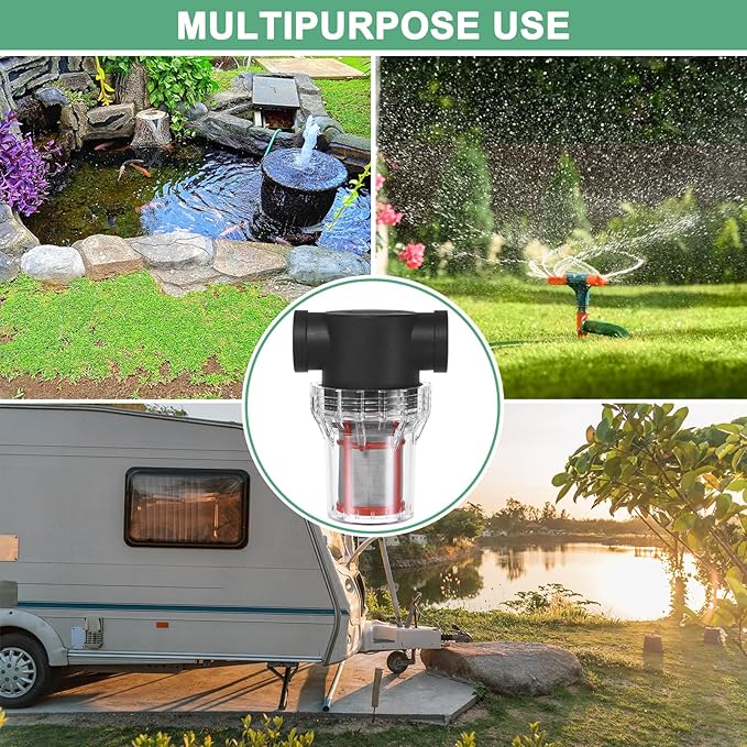 3-Pack Water Pump Strainer with 200 Mesh Stainless Steel Filter Screen, 3/4 Inch Pipeline Filter for Garden Hose Outdoor RV Water Tank Pressure Washer Inlet [Black]