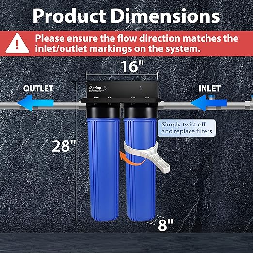 iSpring WGB22B-PB 2-Stage Whole House Water Filter System with 20" x 4.5" Sediment, Carbon, and Lead Reducing Water Filters, Model: WGB22B-PB