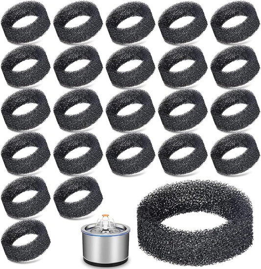 24 PCS Pet Fountain Filter Cat Water Fountain Sponge Cat Fountain Filter Replacement Sponge Foam for 2.2 L 74 OZ / 2.5L 84 OZ Stainless Steel Cat Fountain