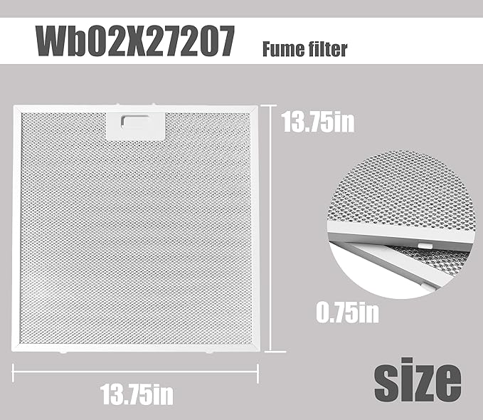 WB02X27207 Range Hood Grease Filter Fits compatible with GE JVX5300BJ1TS JVX5300DJ1BB JVX5300DJ1WW Replacement For 4463981 AP6039217 PS11771771 EAP11771771 (1 Packs)