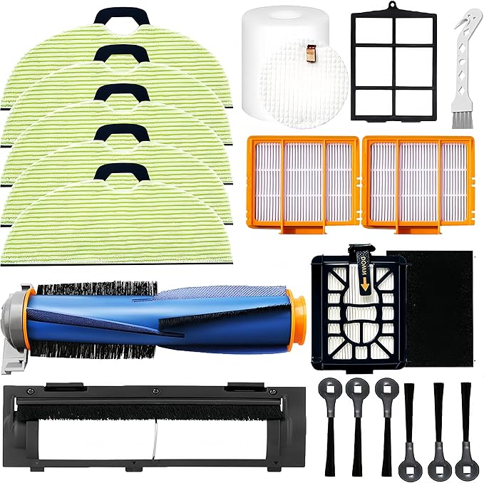 Replacement Parts Compatible with Shark AV2610WA AV2630WA RV2610WA Matrix Plus Robot Vacuum Cleaner,1 Main Brush,1 Main Brush Cover,2 Filters,5 Mop Pads,6 Side Brushes,1 Pre Filter,1 Pre-Motor Foam