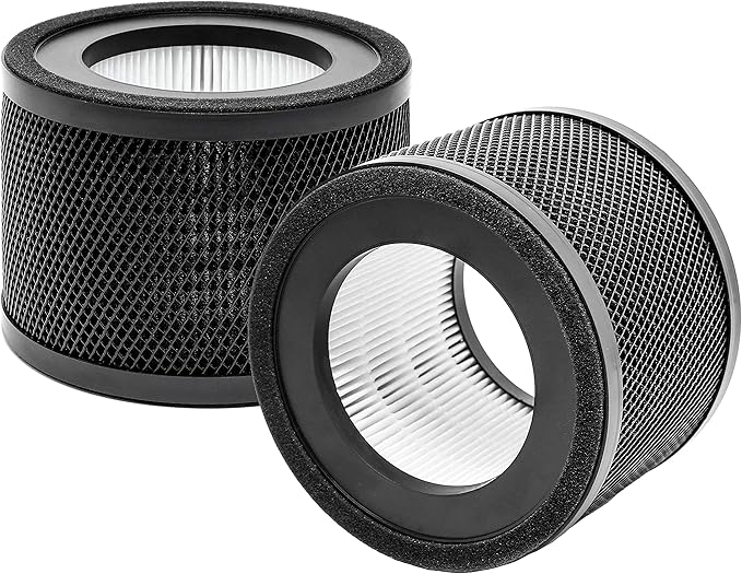 TT-AP001 True HEPA Filter Replacement, Compatible with TaoTronics TT-AP001 and and VAVA VA-EE014 Air Purifier, H13 True HEPA Filter & Activated Carbon Filter, 2 Pack