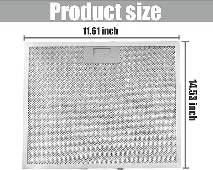 WB02X11011 Range Hood Grease Filter Compatible with GE JV636H1SS JV636H2SS JV536H1SS JV536H2SS JV535H1WW JV635H1BB JV635H2CC 14-1/2 x 11-5/8 Inches （2 Pack）