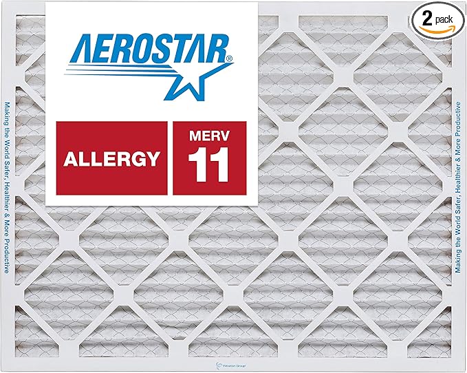 20x25x1 AC and Furnace Air Filter by Aerostar - MERV 11, Box of 2