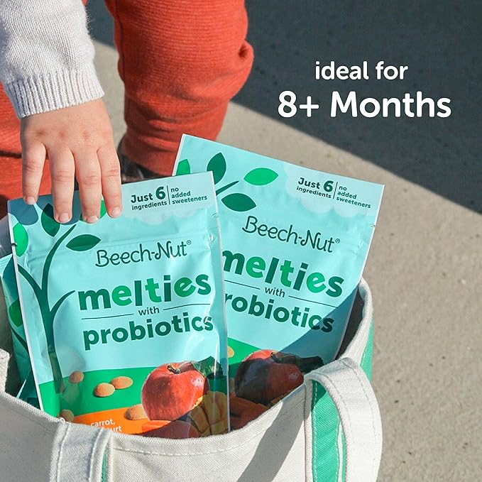 Beech-Nut Probiotic Melties Baby & Toddler Snack Melts, Pear Mango Spinach Yogurt, 1 oz (7 Pack)
