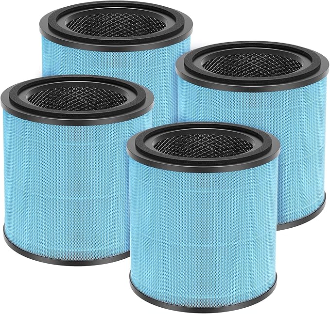4 Pack AP0601 Filters Compatible with AIRTOK AP0601 Air Purifier 4-IN-1 HEPA Filter for Smoke Dust Odors Pollen Pet Dander Quiet 99.97% Removal to 0.3 Microns for Home Bedroom