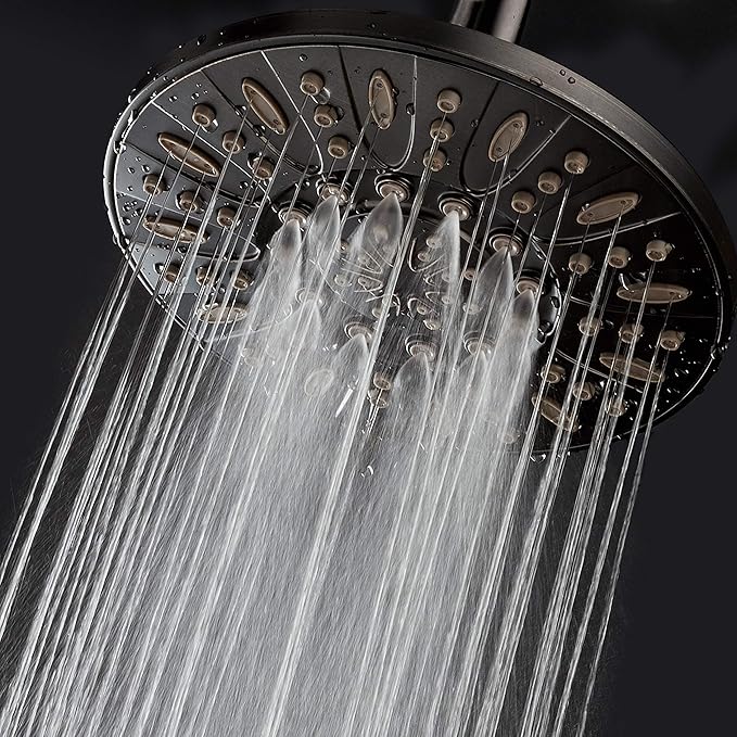 AquaDance Oil Rubbed Bronze High Pressure 6-Setting 7" Rain Shower Head – Angle Adjustable, Anti-Clog Showerhead Jets, Tool-Free Installation-USA Standard Certified-U.S. Brand – 1.8 GPM
