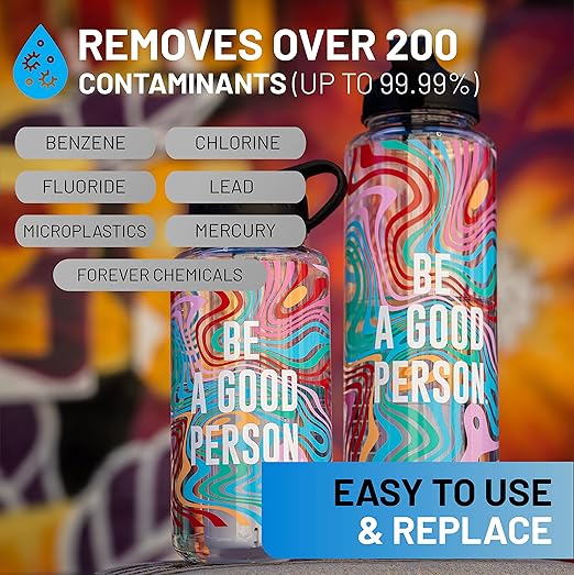 Epic Water Filters Nalgene OG Water Bottle with Filter, USA Made, BPA Free, Removes 99.99% Tap Water Contaminants, Forever Chemicals, BAGP Art, 32 oz