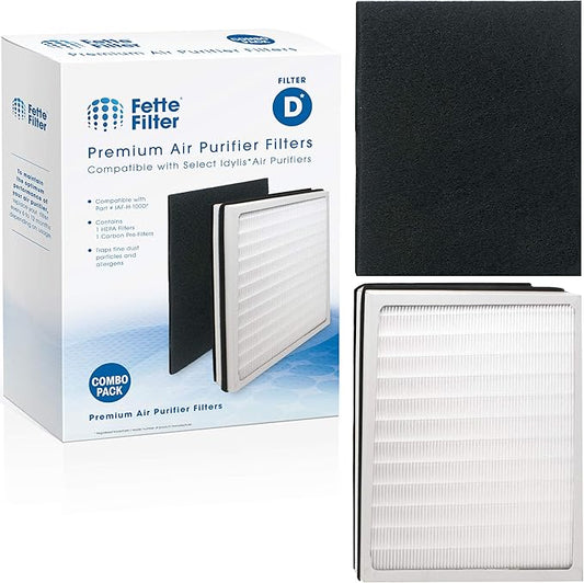 Fette Filter - Air Purifier Filter Compatible with Idylis Air Purifiers Type D. Compatible with IAF-H-100D, AC-2118, IAP-10-280, 1AP10280. Includes 1 HEPA Filter & 1Carbon Filter.