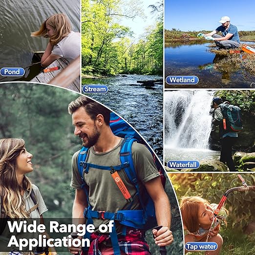 Water Filter Straw, Emergency Water Filtration System, Personal Water Purifier, Outdoor Survival Gear and Equipment for Hiking Camping Accessories Travel Fishing Emergency Preparedness (4PCS)